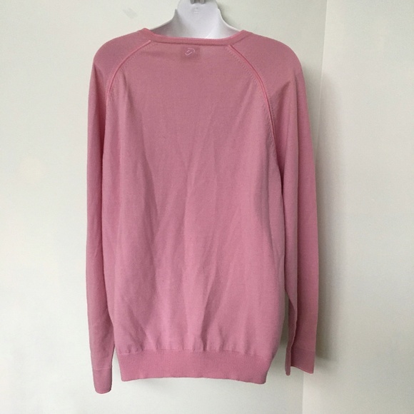 Ian Poulter Design Sweater V Neck Pullover Size M Pink 100% Merino Wool - Picture 4 of 7